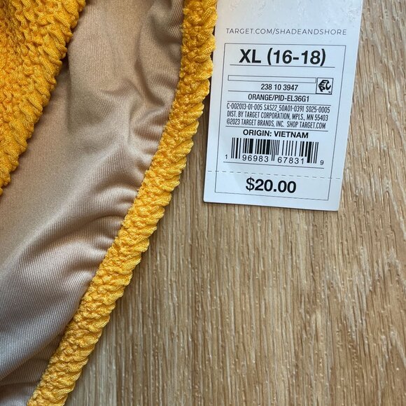 SHADE & SHORE BIKINI BOTTOM PUCKER CHEEKY SIDE TIE SIZE XL SWIM SUIT ORANGE NWT - Picture 4 of 6